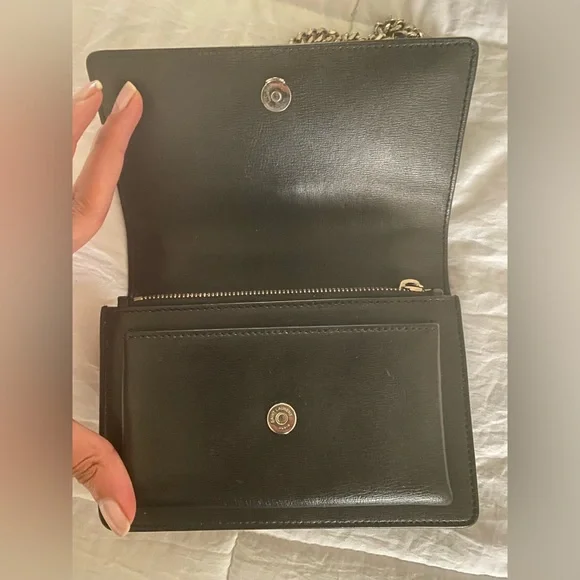 Black Saint Laurent Kate Small Grain De Poudre Shoulder Bag on Chain - Picture 8 of 11